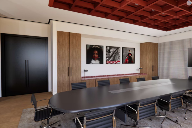 Modern boardroom at Radisson RED Galway, designed for productive meetings with stylish decor.